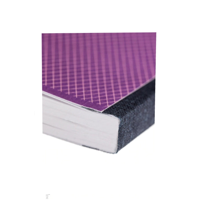 Three-layer filter with purple grid on top, white middle layer, and black bottom layer on a white background.