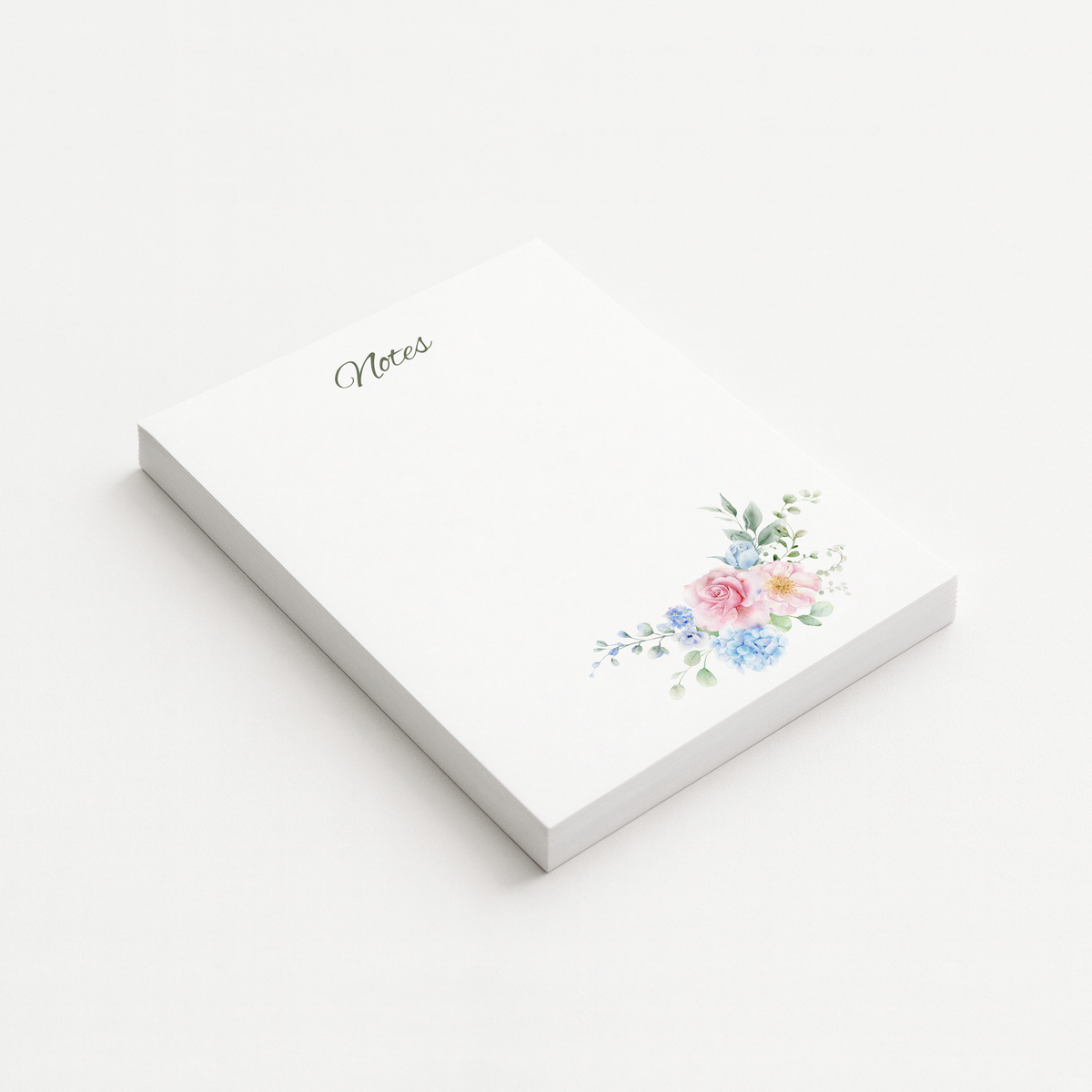 Blush and Blue Serenity Notepad | The Flower Garden Series