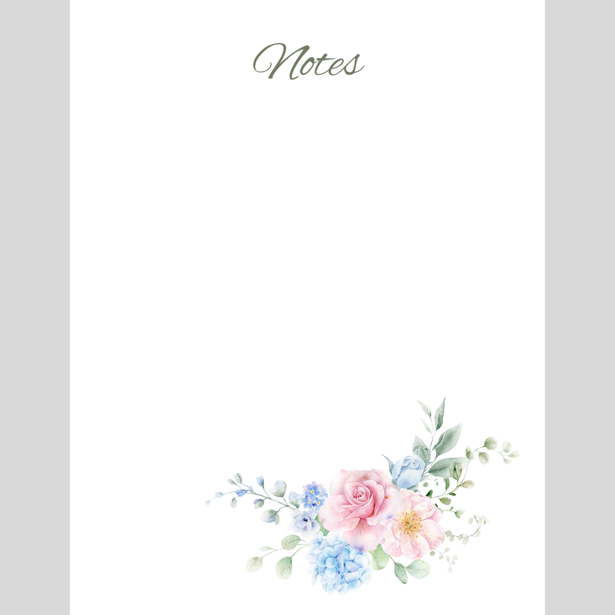 Blush and Blue Serenity Notepad | The Flower Garden Series