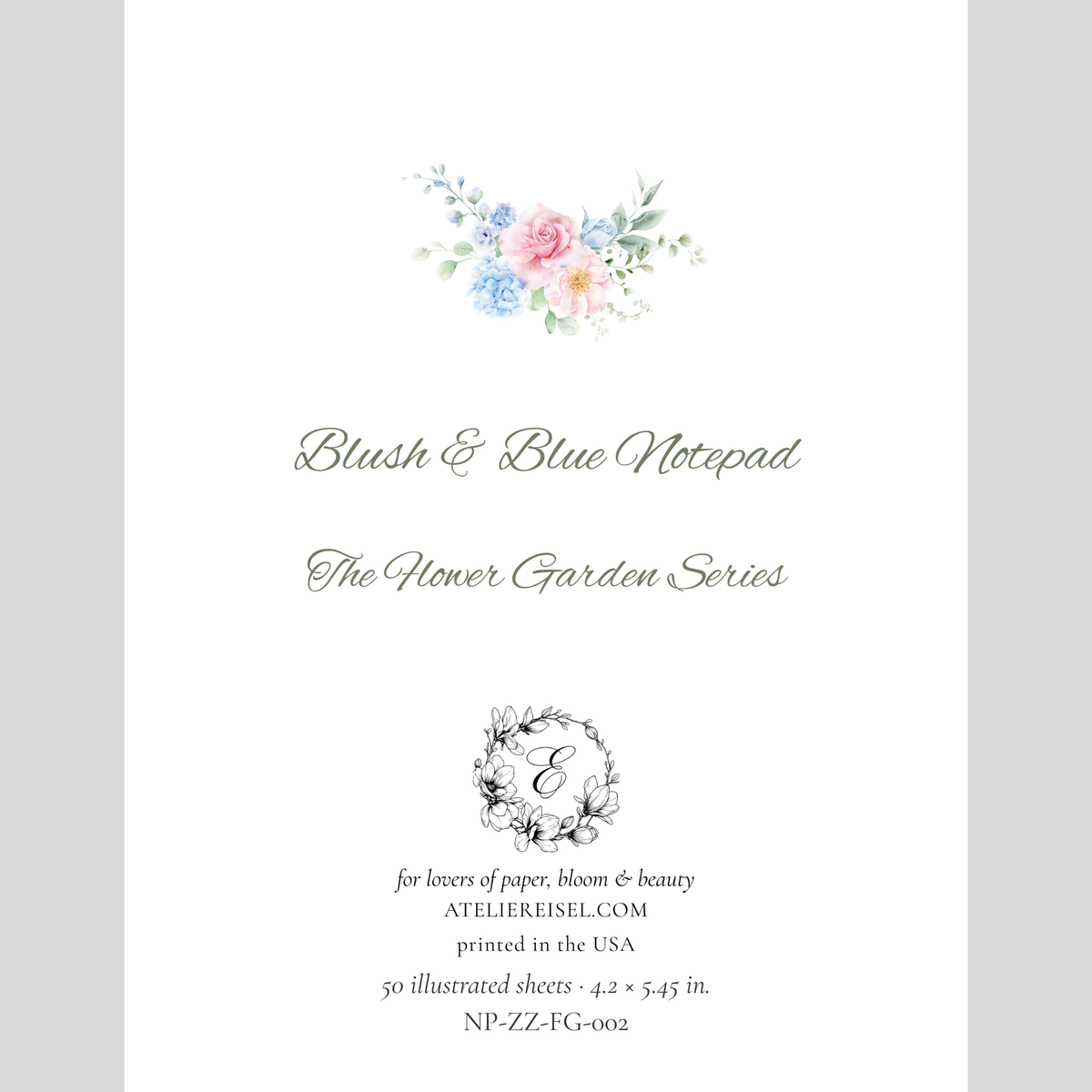 Blush and Blue Serenity Notepad | The Flower Garden Series