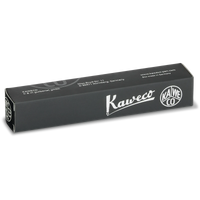 A black rectangular cardboard box for Kaweco h. & m.
