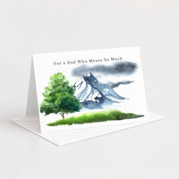 For a Dad Who Means So Much birthday card displayed with a coordinating white envelope.