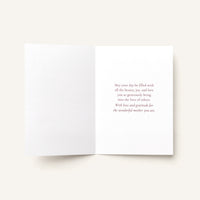 Open Happy Birthday, Mom card showing the printed message of love and gratitude inside.