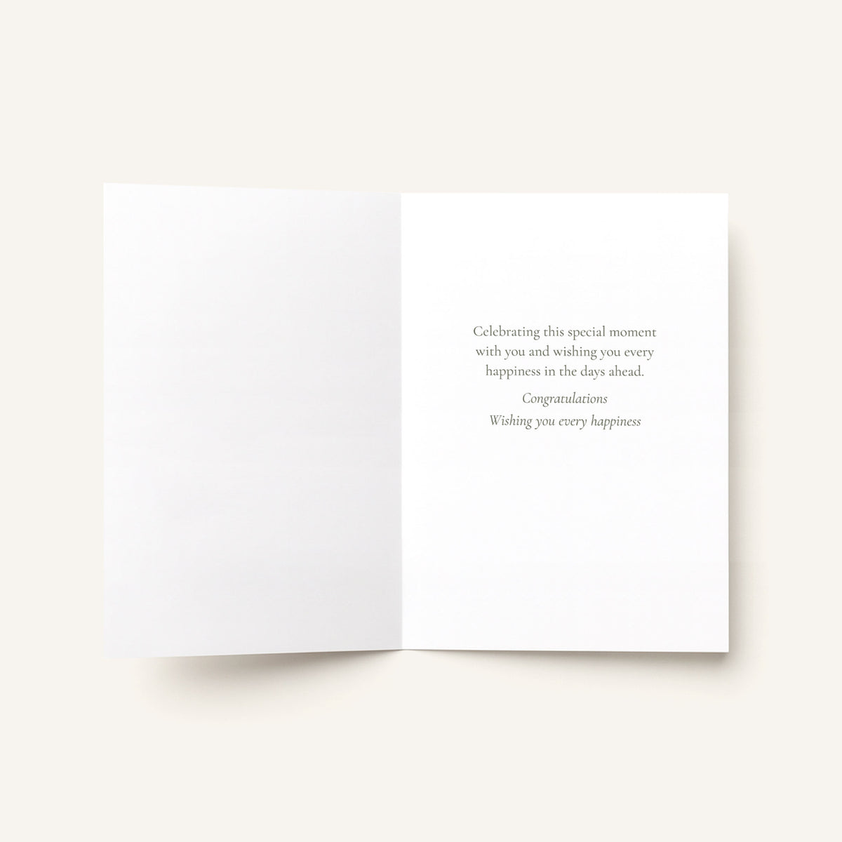 Open A Beautiful Reason to Celebrate card showing the interior message wishing happiness in the days ahead.