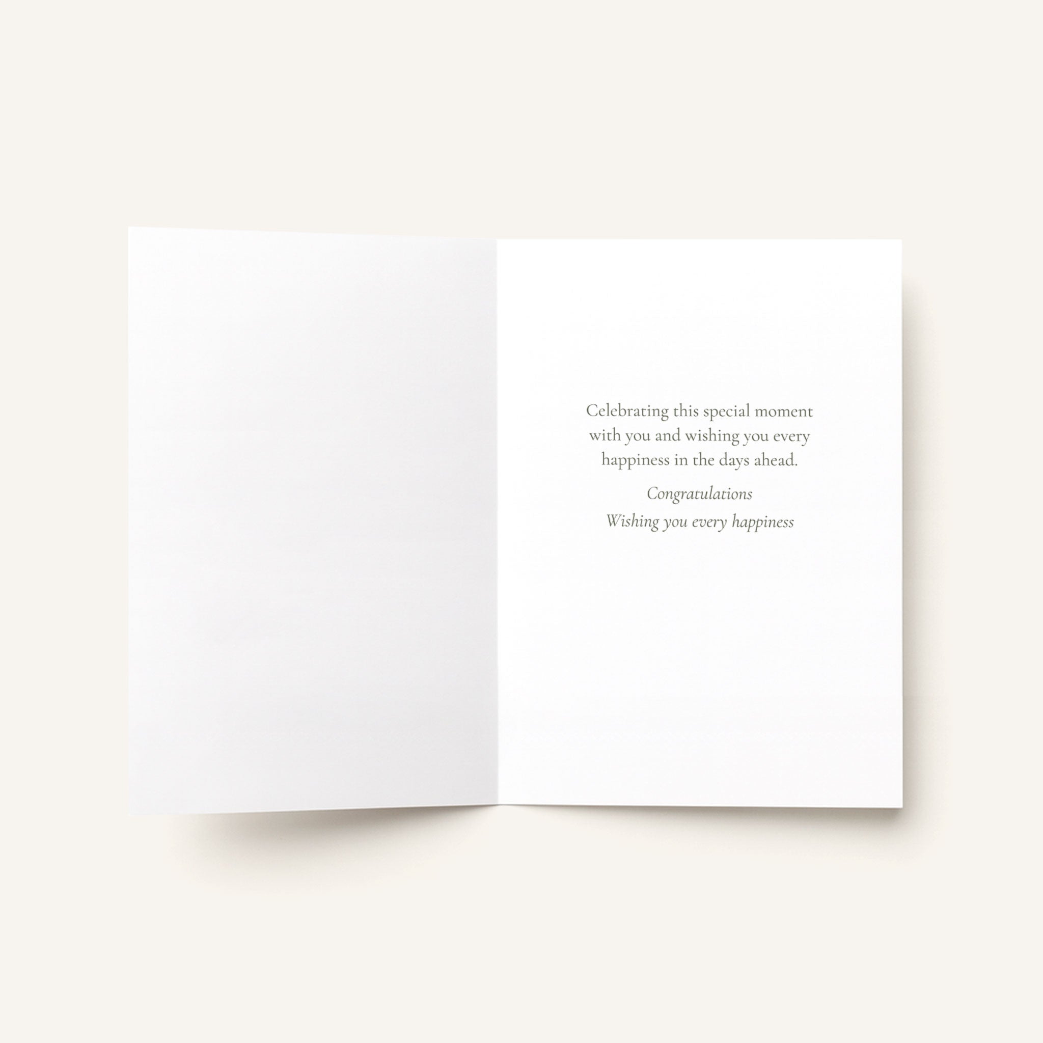 Open A Beautiful Reason to Celebrate card showing the interior message wishing happiness in the days ahead.