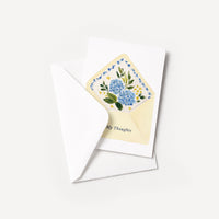 Floral thinking-of-you card displayed with a coordinating white pointed-flap envelope.