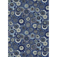 Japanese Chiyogami paper patterned with overlapping indigo, navy, cream, and slate-blue traditional parasols.