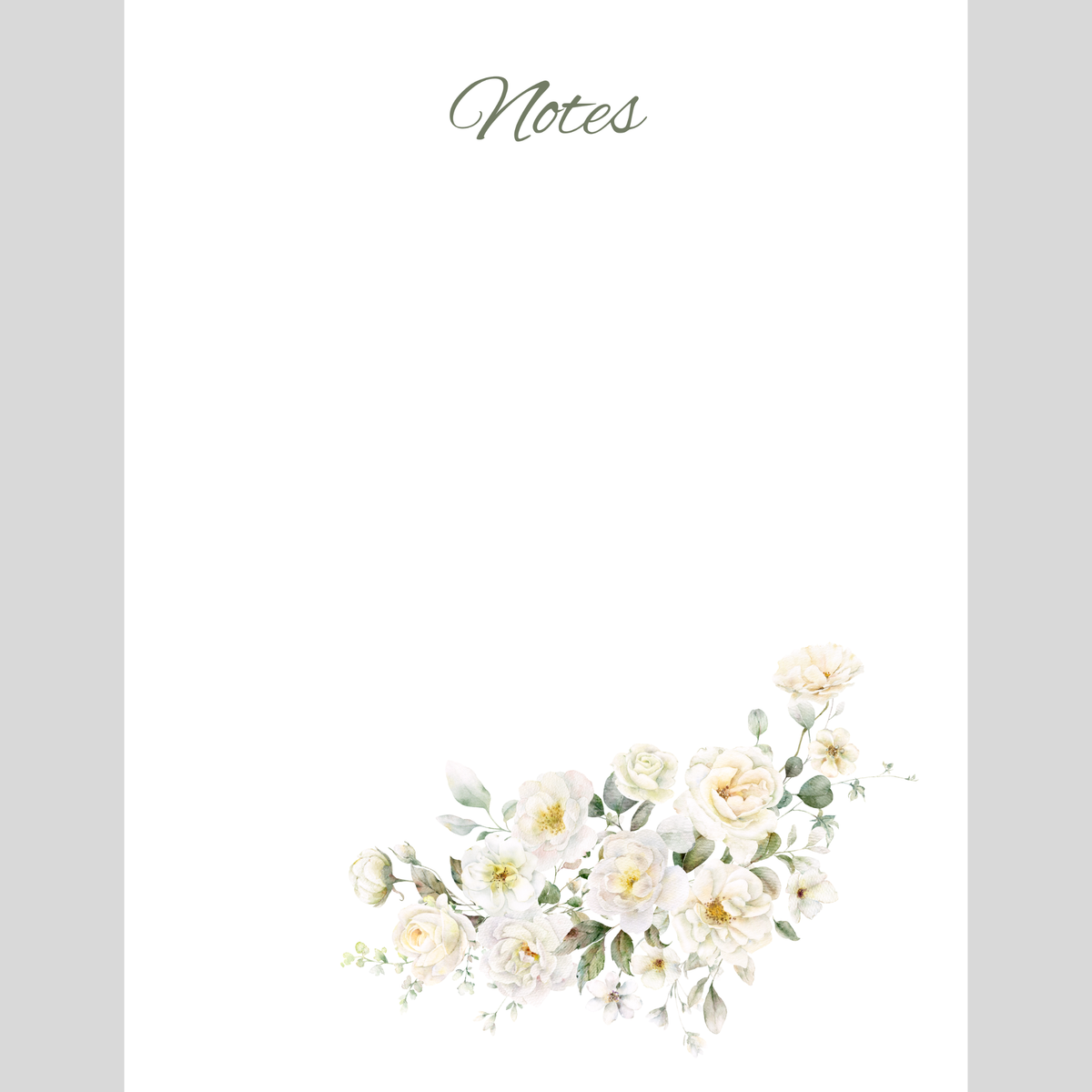 White Roses Notepad | The Flower Garden Series