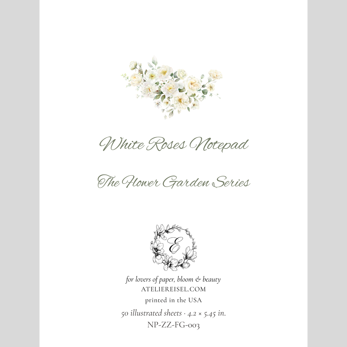 White Roses Notepad | The Flower Garden Series